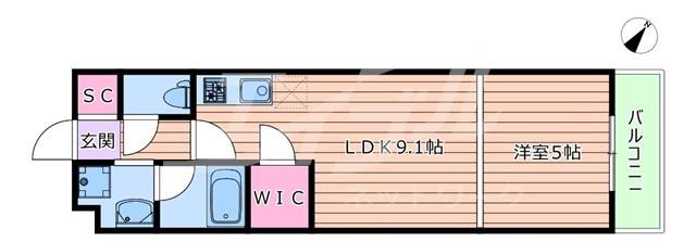 ESTAGEO太子橋(1LDK/2階)の間取り写真