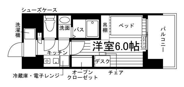学生会館 UNI TERRACE 岡山富田町(1K/8階)の間取り写真