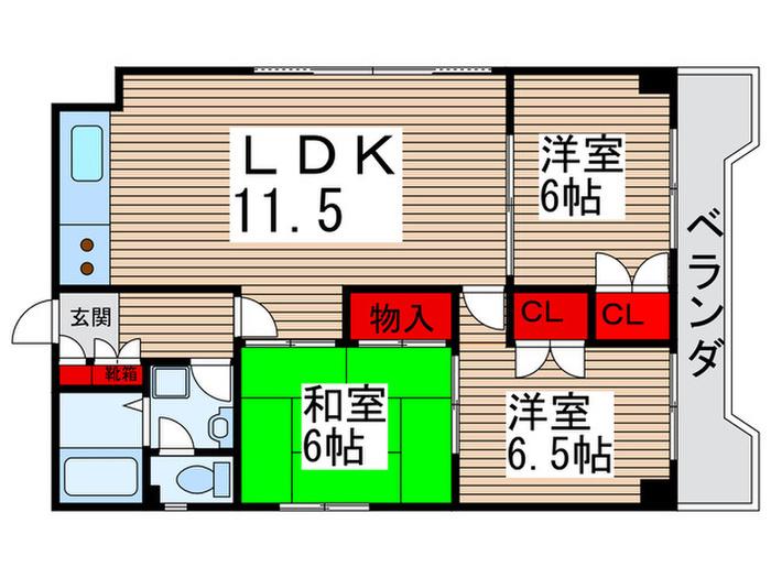 幸町ハイツ(3LDK/3階)の間取り写真