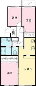 第六サンハイツ大森(3LDK/4階)の間取り写真