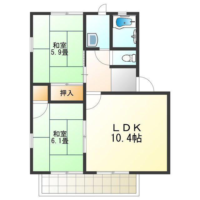 フレグランス久米田 A棟(2LDK/2階)の間取り写真