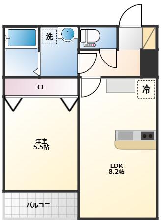 台原三丁目アパート(1LDK/2階)の間取り写真