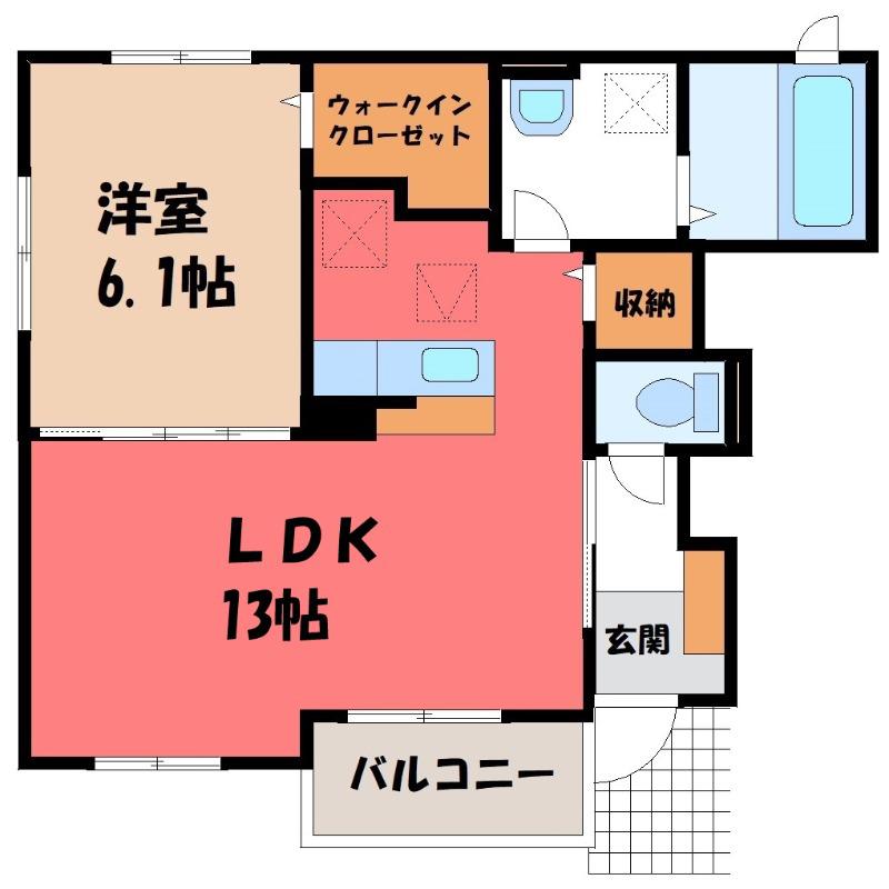 アパルトモン レガート(1LDK/1階)の間取り写真