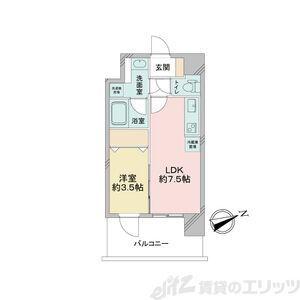 プロスパー江坂479(1DK/8階)の間取り写真