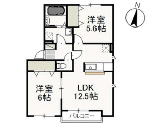 ファミールB(2LDK/2階)の間取り写真