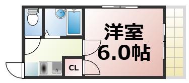 ゴッドフィールドタツミ(1K/2階)の間取り写真