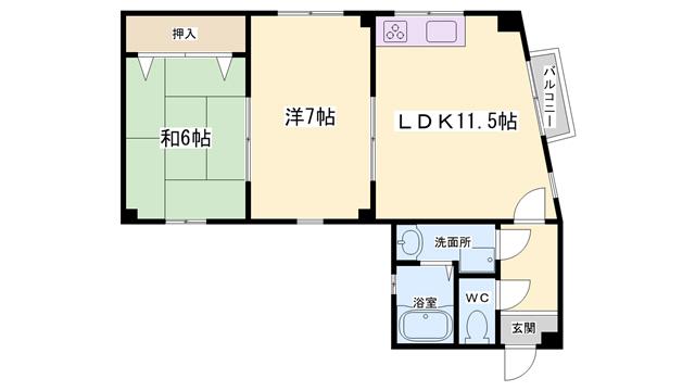 神出町東1(2LDK/2階)の間取り写真