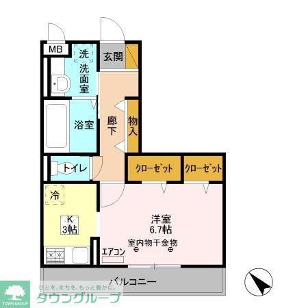 コリーヌオッツ(1K/1階)の間取り写真