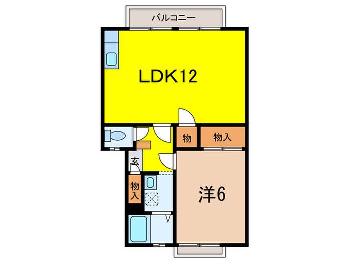 シャトル 仁川(1LDK/2階)の間取り写真