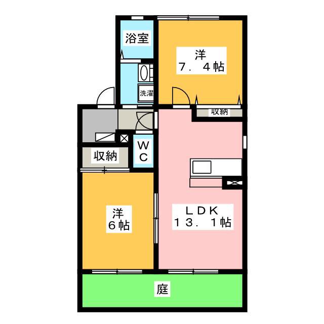 カーサ・レクエルド B(2LDK/1階)の間取り写真