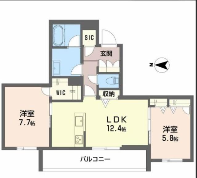 シャーメゾン静永(2LDK/2階)の間取り写真