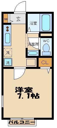 アンソレイユ世田谷(1K/2階)の間取り写真