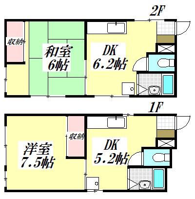 東町ハウス(1DK/1階)の間取り写真