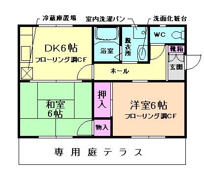 真鍋ハイツ(2DK/1階)の間取り写真