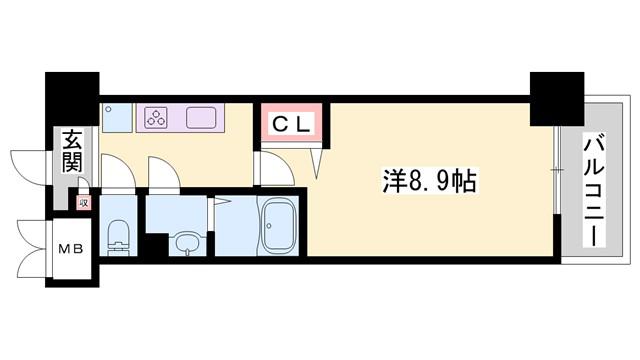 MISTRAL姫路駅前V忍町(1K/6階)の間取り写真