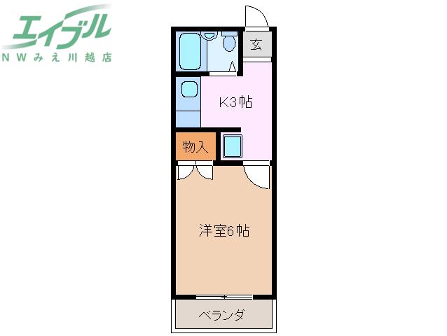 コーポパーシモン(1K/3階)の間取り写真