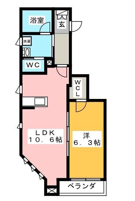 セレニティ(1LDK/2階)の間取り写真