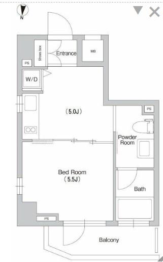 プライムアーバン三軒茶屋(1DK/6階)の間取り写真