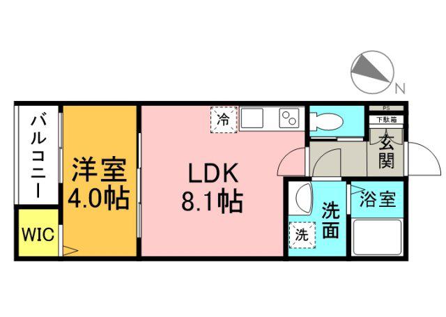 セブンプロートギオンクレスト(1LDK/2階)の間取り写真