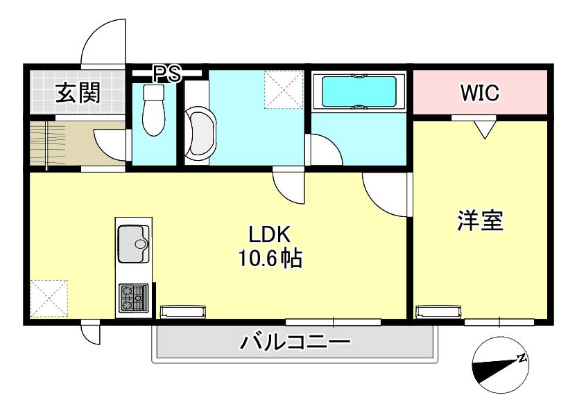 BELLE DEMEURE(1LDK/1階)の間取り写真