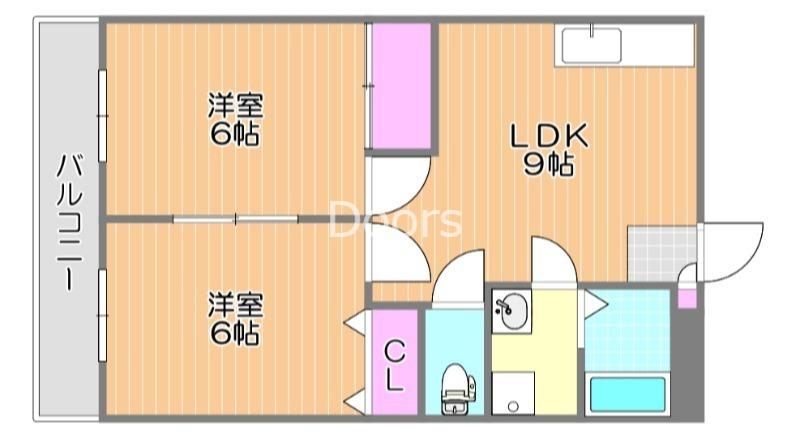 グラミュール川南(2LDK/3階)の間取り写真
