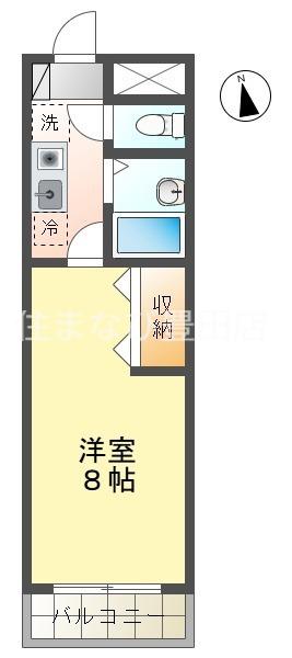 ホワイトヒルズ豊田(1K/3階)の間取り写真