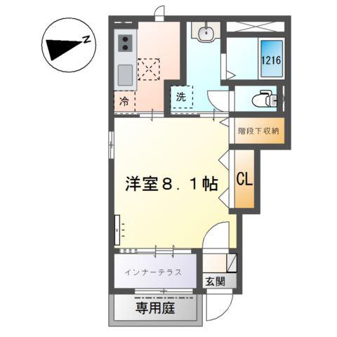 RH 柳川(1K/1階)の間取り写真