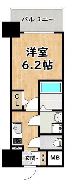 エスリード大阪デュアルゲート(1K/4階)の間取り写真