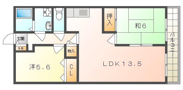 ブランドール薩摩(2LDK/3階)の間取り写真