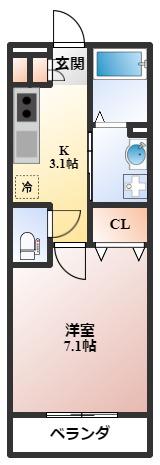 サンシャリテ向丘A棟(1K/1階)の間取り写真