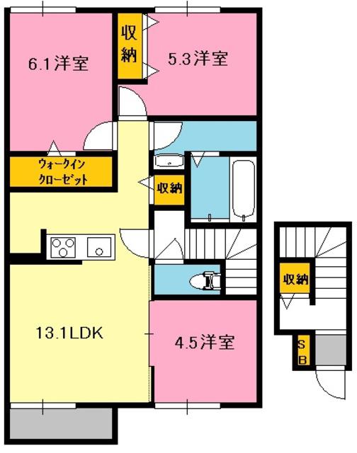 ブロケイドC棟(3LDK/2階)の間取り写真