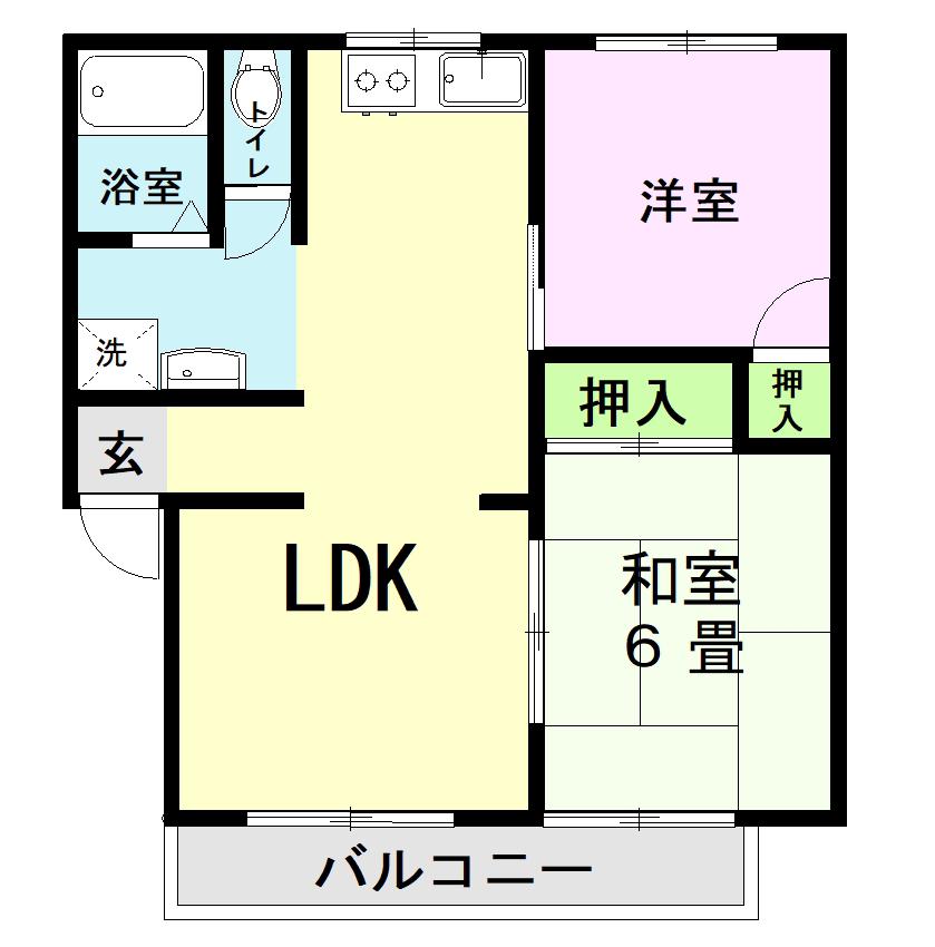 コーポ三里木(2LDK/1階)の間取り写真