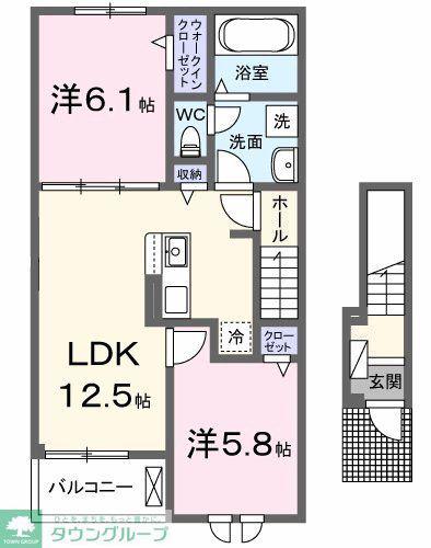 ヴェルドゥーラI(2LDK/2階)の間取り写真