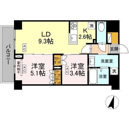 ロイジェント西新井(2LDK/2階)の間取り写真