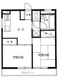 シャンボール新宿(2DK/4階)の間取り写真
