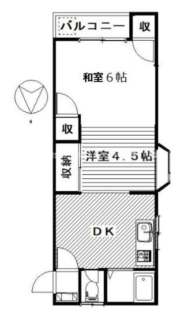 ハイツリッチ前橋(2DK/1階)の間取り写真