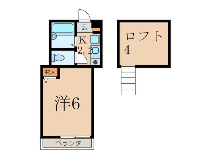 第5デュオレスズエ(1K/1階)の間取り写真