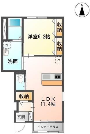 クレシアコートA(1LDK/1階)の間取り写真