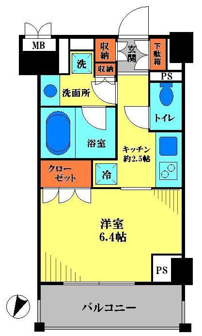 コートリヴィエール東六郷(1K/2階)の間取り写真