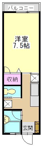 リベラI(1K/1階)の間取り写真