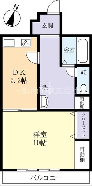 グリーンメゾンII(1DK/1階)の間取り写真