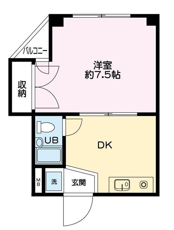 ハイム松(1DK/3階)の間取り写真