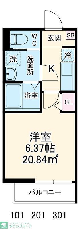 GRADUS新河岸(1K/3階)の間取り写真