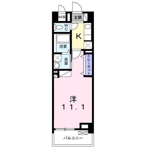 ラピスラズリ(1K/4階)の間取り写真