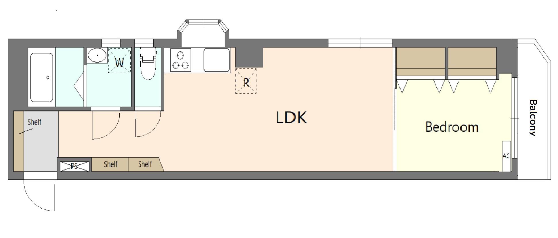 グリーンパル池上(1LDK/6階)の間取り写真