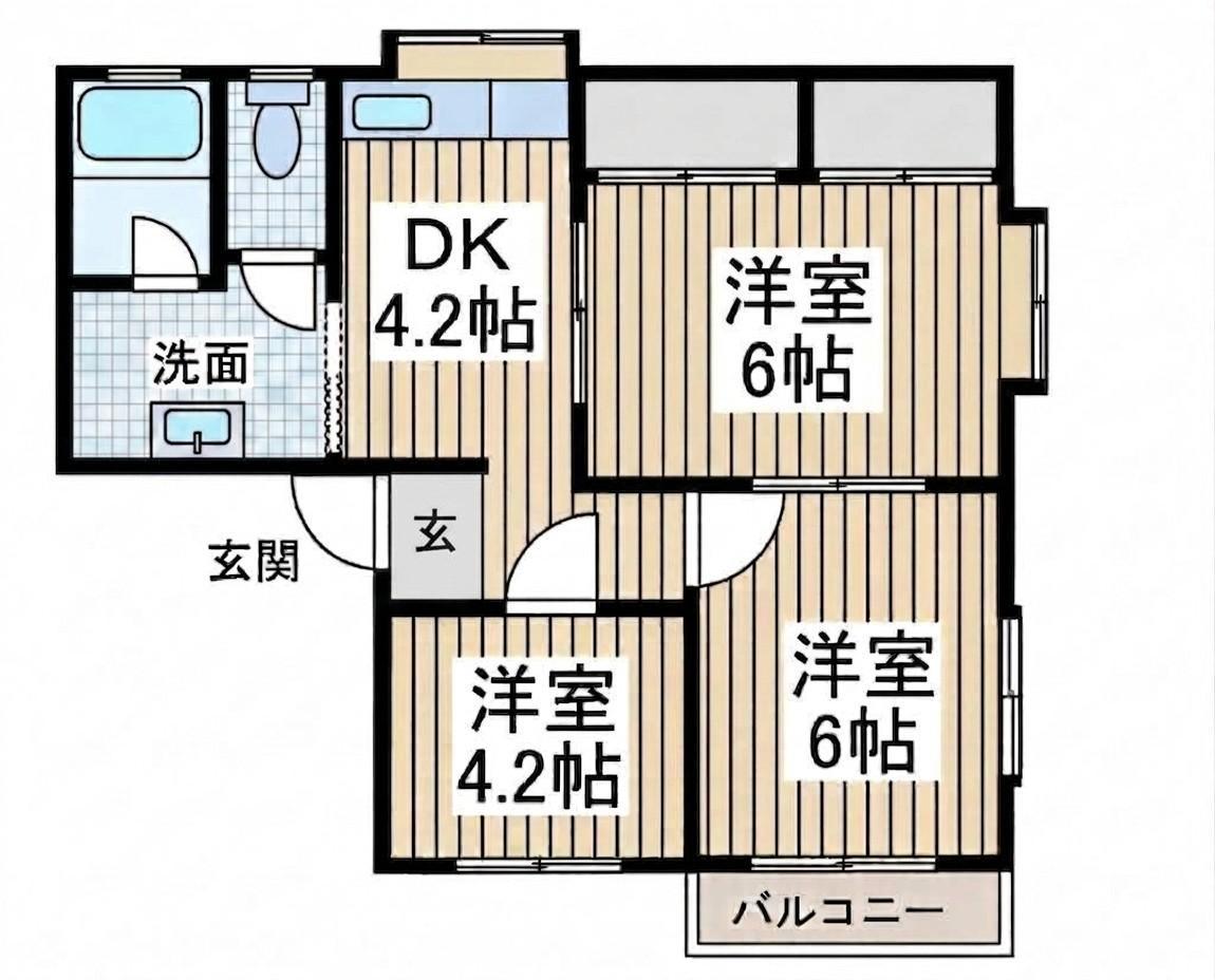 スミレハイツB(3DK/2階)の間取り写真