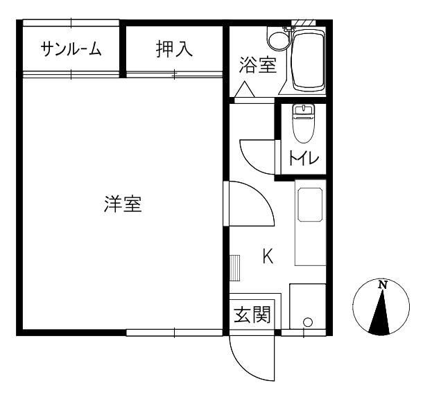 モアクレスト(1K/2階)の間取り写真