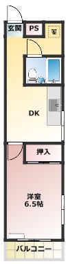 マンション横井(1K/5階)の間取り写真