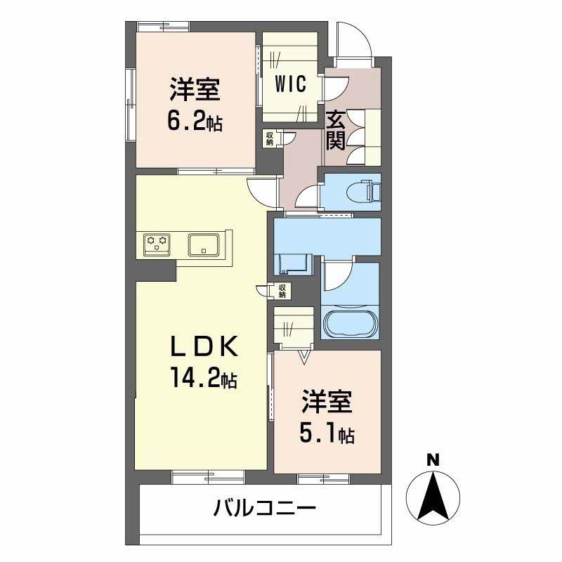グラン エリテ 常盤(2LDK/2階)の間取り写真