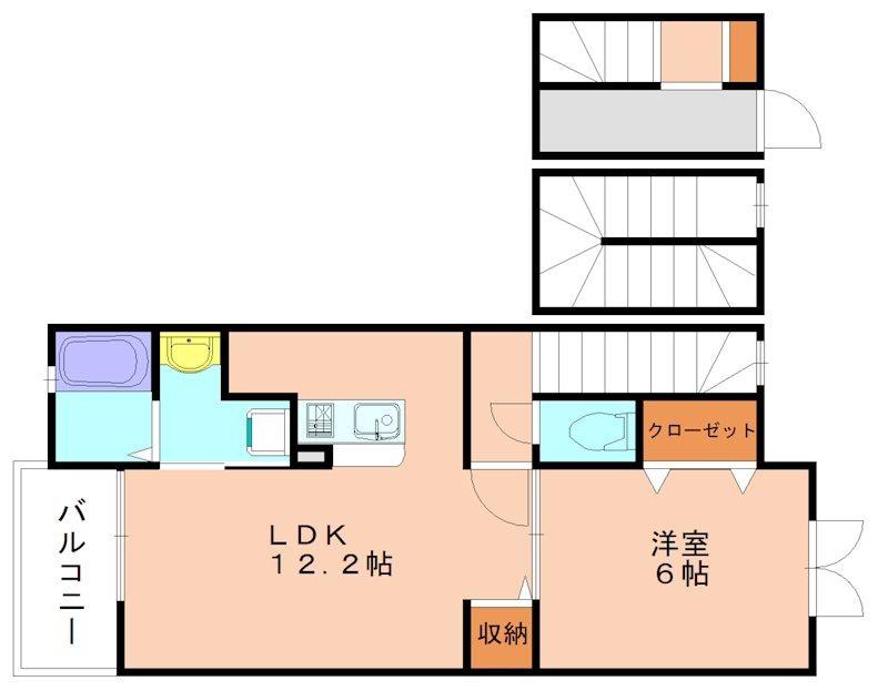エクスクルーシブIII(1LDK/3階)の間取り写真